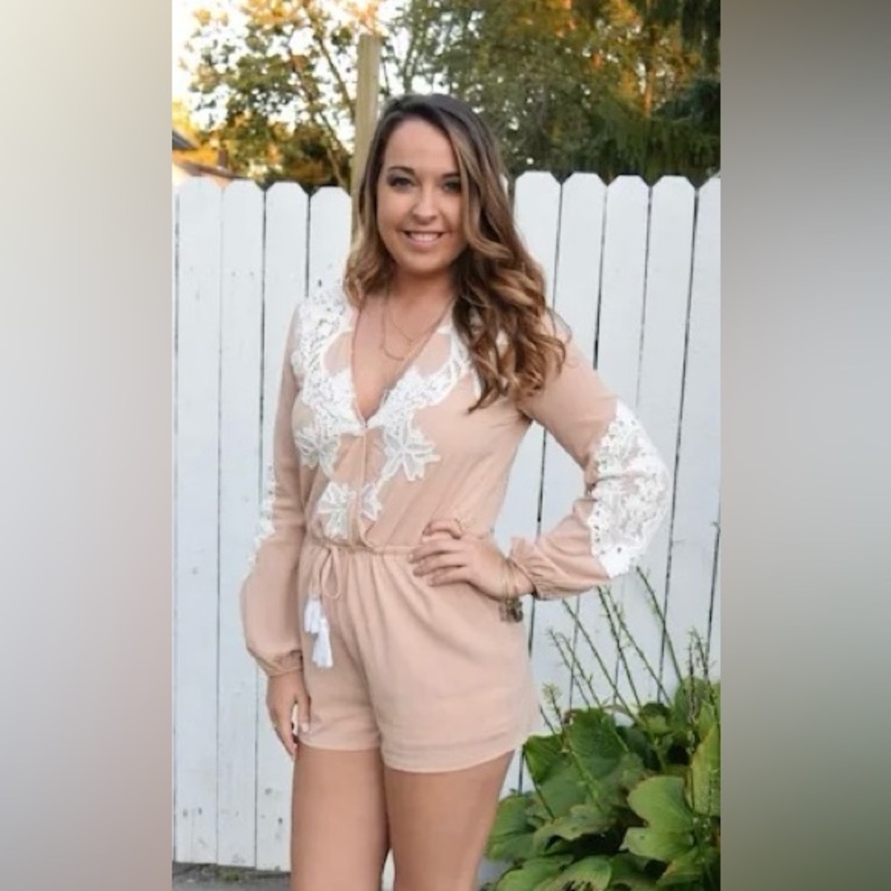 Alpha & Omega Lace-Trim Surplice Romper 🌴☀️